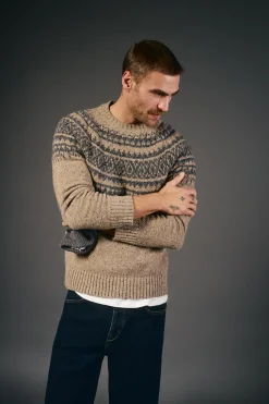 OOTO Camisolas-Camisola de Natal jacquard gola caixa Tostado