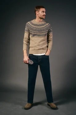 OOTO Camisolas-Camisola de Natal jacquard gola caixa Tostado