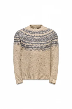 OOTO Camisolas-Camisola de Natal jacquard gola caixa Tostado