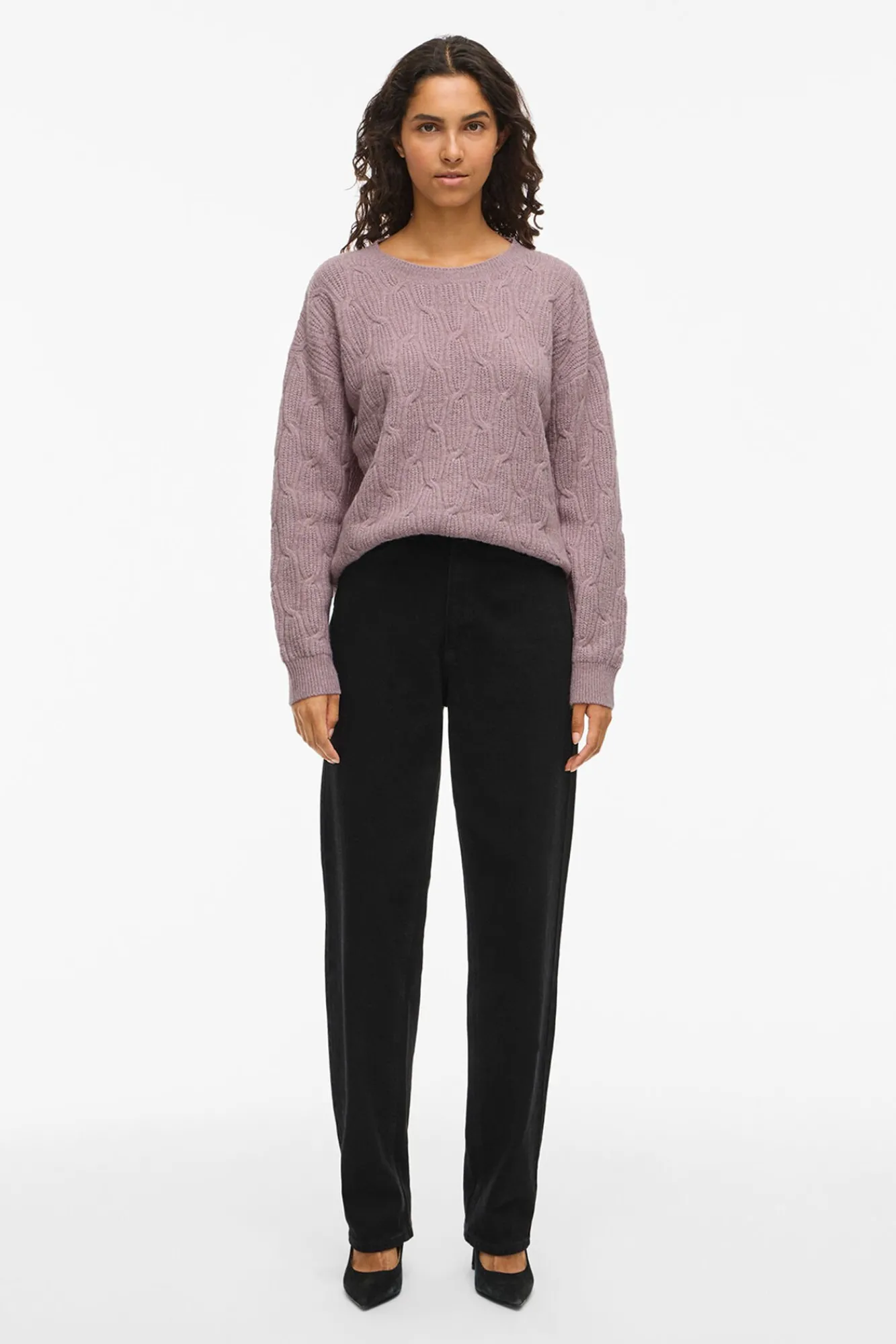 Vila Camisolas-Camisola de oitos com gola redonda Subiu