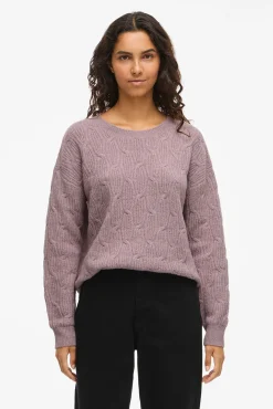 Vila Camisolas-Camisola de oitos com gola redonda Subiu