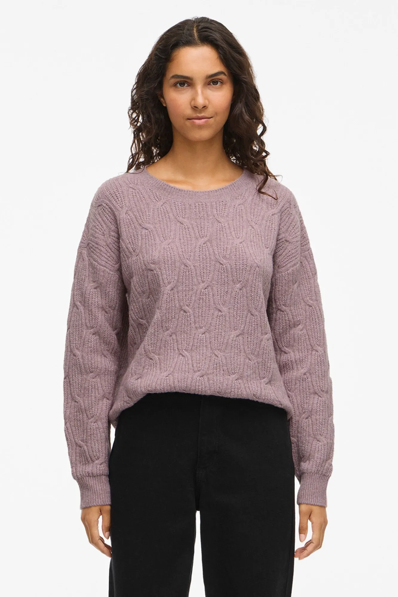 Vila Camisolas-Camisola de oitos com gola redonda Subiu