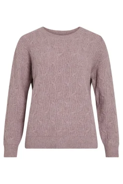 Vila Camisolas-Camisola de oitos com gola redonda Subiu