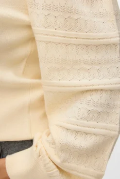 Vero Moda Curve Camisolas-Camisola de renda com malha de manga plus size Tostado