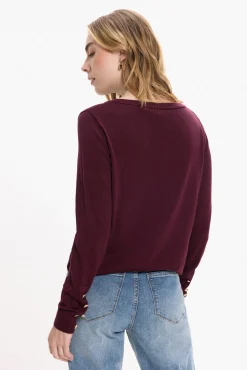 Vila Camisolas-Camisola de viscose com botões nos punhos Roxo