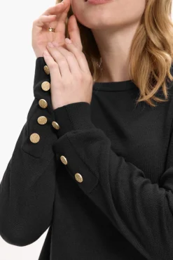 Vila Camisolas-Camisola de viscose com botões nos punhos Preto