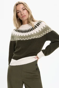 Vero Moda Camisolas-Camisola estampado de manga comprida feminino Verde