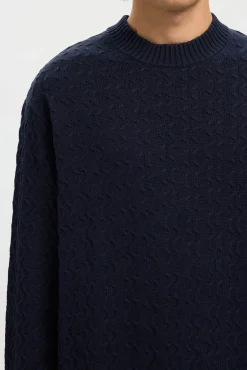 Selected Camisolas-Camisola estruturada 100% algodão orgânico. Azul