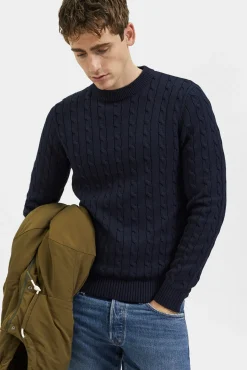 Selected Camisolas-Camisola estruturada 100% algodão orgânico Azul