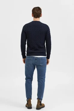 Selected Camisolas-Camisola estruturada 100% algodão orgânico Azul