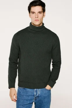 Selected Camisolas-Camisola estruturado de gola alta 100% algodão orgânico Verde