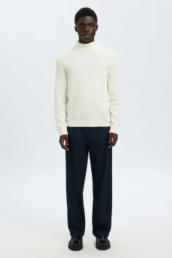 Selected Camisolas-Camisola estruturado de gola alta 100% algodão orgânico Branco