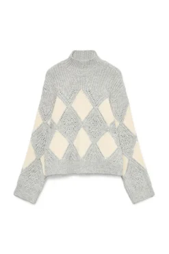 Vero Moda Camisolas-Camisola estruturado em losangos Cinzento