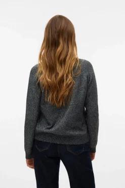 Vero Moda Camisolas-Camisola feminino de malha com lurex Cinzento