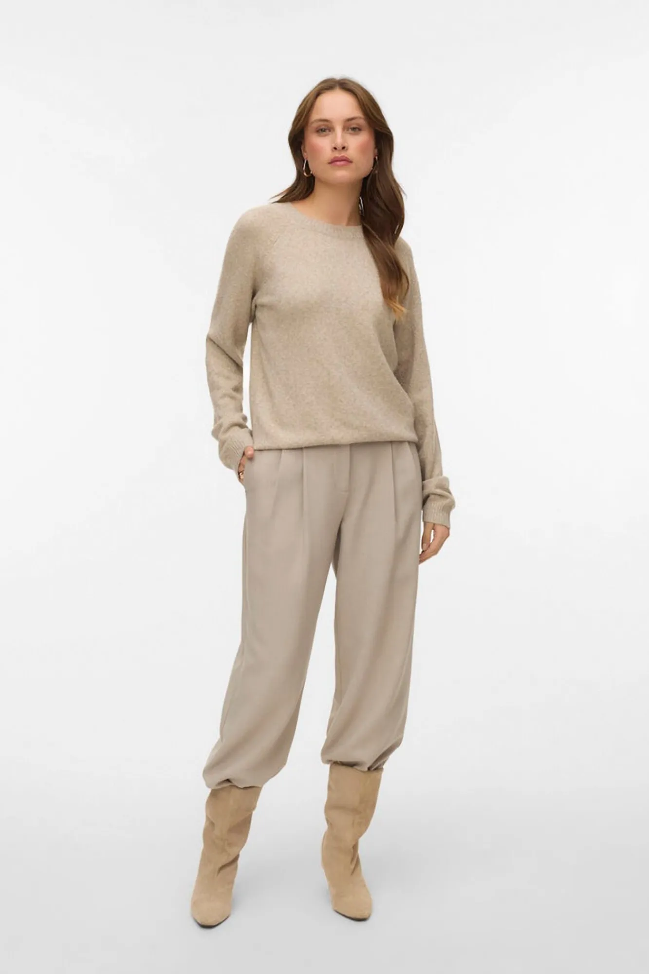 Vero Moda Camisolas-Camisola feminino de malha com lurex Tostado