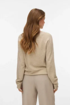 Vero Moda Camisolas-Camisola feminino de malha com lurex Tostado