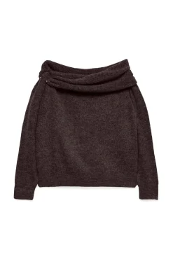 Vero Moda Camisolas-Camisola feminino de malha macia de malha manga Castanho