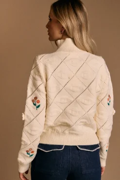 Polín Et Moi Camisolas-Camisola flor Lina Ecru