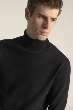 PuroEGO Camisolas-Camisola gola alta algodão Preto