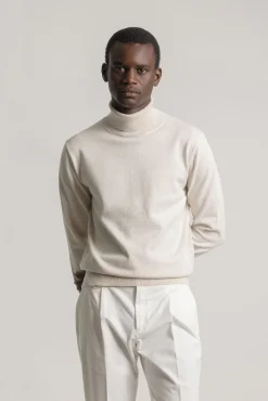 PuroEGO Camisolas-Camisola gola alta algodão Ecru