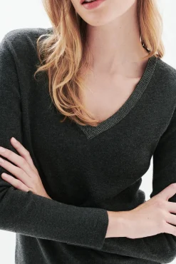 Caroll Camisolas-Camisola gola com brilhos Preto