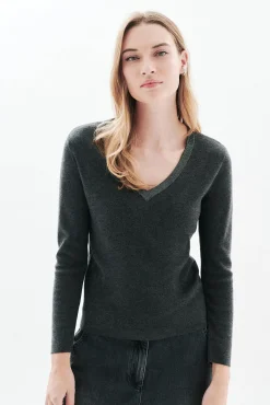 Caroll Camisolas-Camisola gola com brilhos Preto