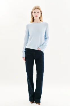 Caroll Camisolas-Camisola gola redonda 100% caxemira Azul