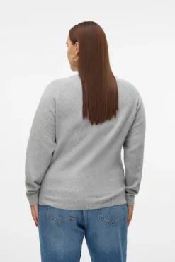 Vero Moda Curve Camisolas-Camisola grande de gola redonda Cinzento