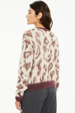 System Action Camisolas-Camisola jacquard com estampa animal bege