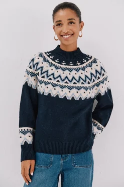 Cortefiel Camisolas-Camisola jacquard posicional. Azul