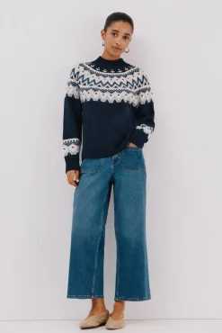 Cortefiel Camisolas-Camisola jacquard posicional. Azul