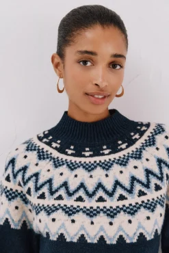 Cortefiel Camisolas-Camisola jacquard posicional. Azul