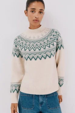 Cortefiel Camisolas-Camisola jacquard posicional. Ecru