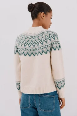 Cortefiel Camisolas-Camisola jacquard posicional. Ecru