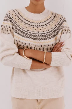 Cortefiel Camisolas-Camisola jacquard posicional Ecru