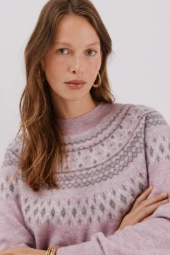 Cortefiel Camisolas-Camisola jacquard posicional Roxo