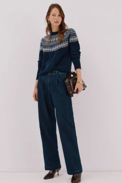 Cortefiel Camisolas-Camisola jacquard posicional Azul