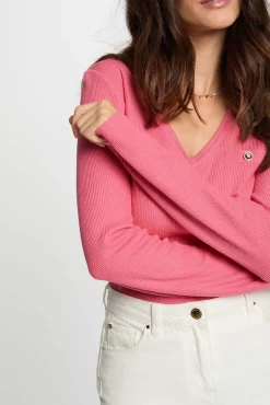 Morgan Camisolas-Camisola justo com gola em V Subiu