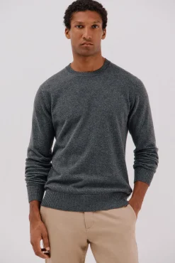 Cortefiel Camisolas-Camisola lã de carneiro gola redonda Cinzento