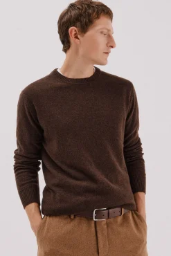 Cortefiel Camisolas-Camisola lã de carneiro gola redonda Castanho