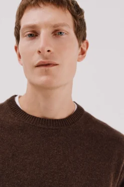 Cortefiel Camisolas-Camisola lã de carneiro gola redonda Castanho