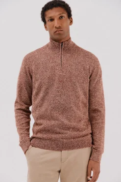 Cortefiel Camisolas-Camisola lã torçal gola fecho-éclair Castanho