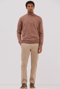 Cortefiel Camisolas-Camisola lã torçal gola fecho-éclair Castanho