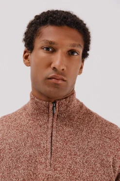 Cortefiel Camisolas-Camisola lã torçal gola fecho-éclair Castanho