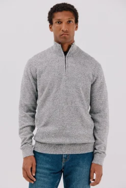 Cortefiel Camisolas-Camisola lã torçal gola fecho-éclair Cinzento