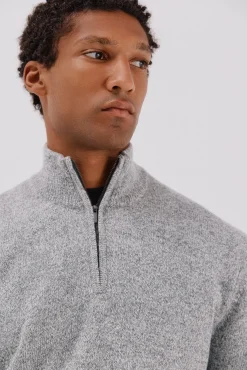 Cortefiel Camisolas-Camisola lã torçal gola fecho-éclair Cinzento