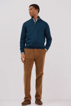 Cortefiel Camisolas-Camisola lã torçal gola fecho-éclair Azul