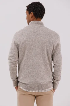 Cortefiel Camisolas-Camisola lã torçal gola fecho-éclair Tostado