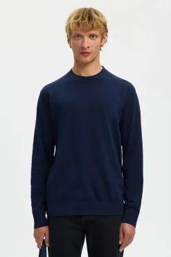 Selected Camisolas-Camisola leve 100% algodão orgânico Azul