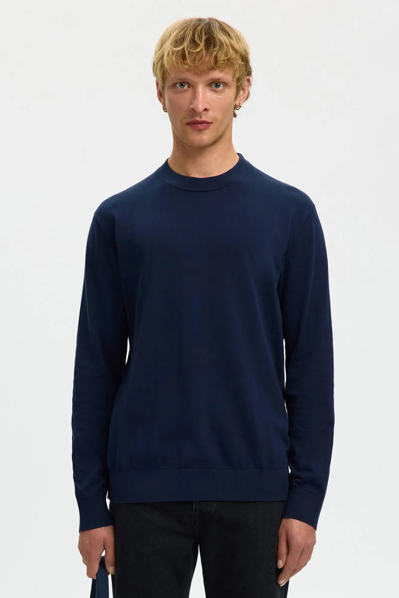 Selected Camisolas-Camisola leve 100% algodão orgânico Azul